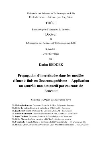 Propagation d'incertitudes dans les modèles éléments finis en ...