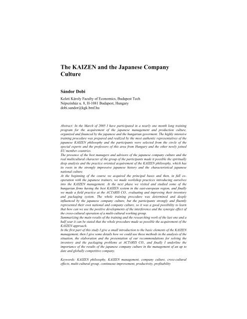 The KAIZEN and the Japanese Company Culture