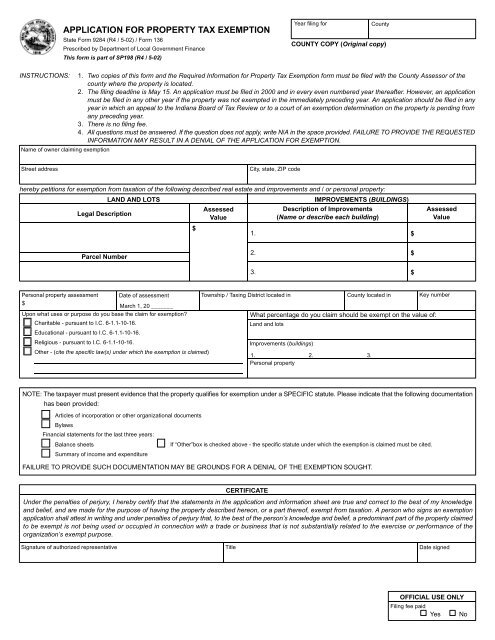 Form 136 Application for Property Tax Exemption