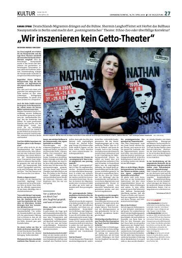 „Wir inszenieren kein Getto-Theater“