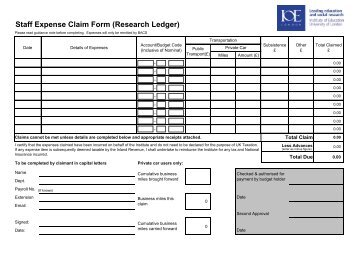 Staff Expense Claim Form (Research Ledger)