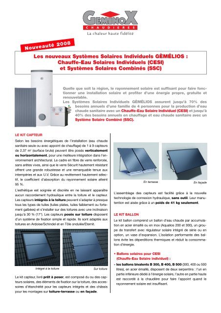 Installation chauffe eau solaire individuel (CESI) avec ballon 300