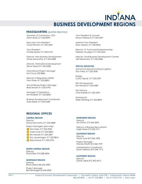 BUSINESS DEVELOPMENT REGIONS - Indiana Economic ...