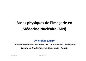 Bases physiques de l'imagerie en Médecine Nucléaire ... - medramo