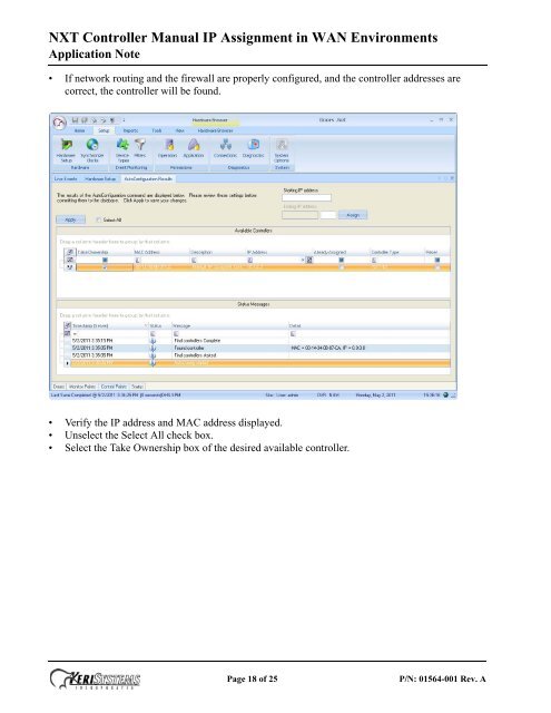 NXT Controller Manual IP Assignment in WAN ... - Keri Systems