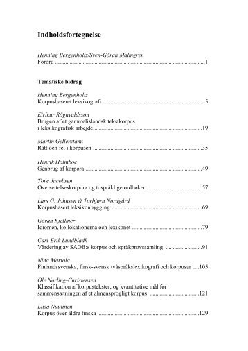 Indholdsfortegnelse - Nordisk Sprogkoordination