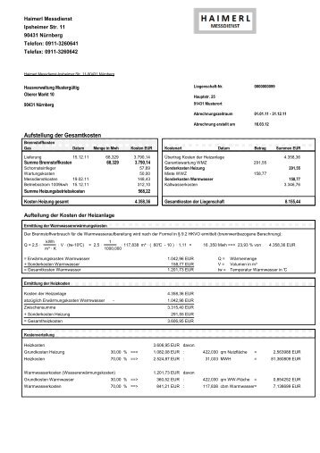 Heizkostenabrechnung zum Anschauen