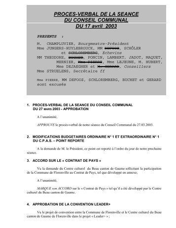 PROCES-VERBAL DE LA SEANCE DU CONSEIL ... - Florenville