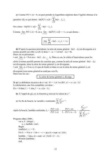 PrÃ©pas 2006 - maths E sujet corrigÃ© - EDHEC Grande Ecole