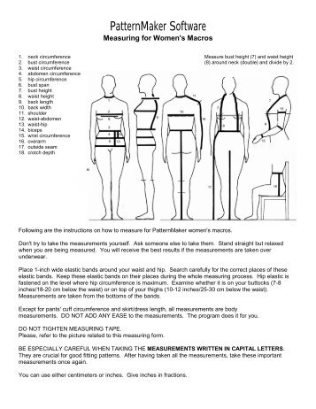 Measuring for Women's Macros - PatternMaker Software