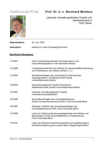Prof. Dr. hc Bernhard Motzkus - Pioneer Medical Devices AG