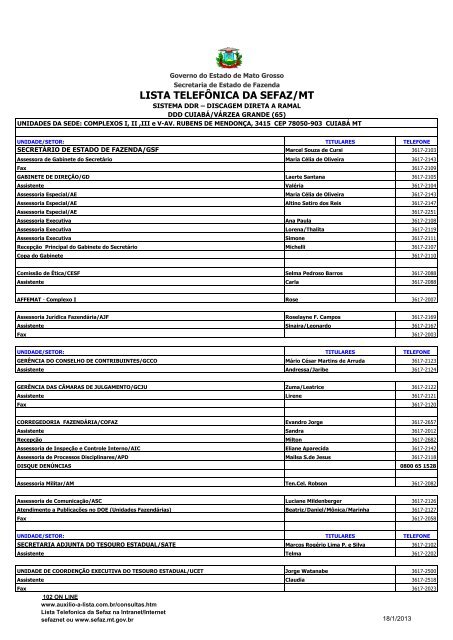 Lista Telefônica do Município - Câmara Municipal de Paracambi