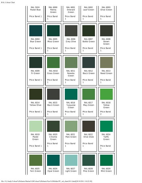 Ral Colour Chart Green