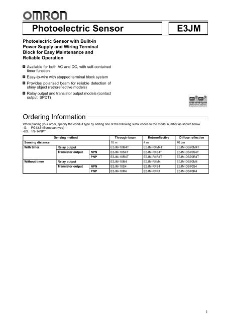Photoelectric Sensor E3JM - OMRON Russia ... | Omron Photoelectric Sensor Wiring Diagram | | Yumpu