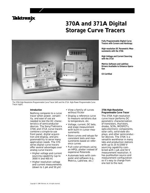 370A and 371A Digital Storage Curve Tracers