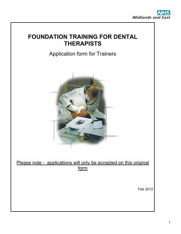 foundation training for dental therapists - West Midlands Deanery