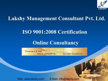 Online ISO 9001 consulting methodology - Lakshy