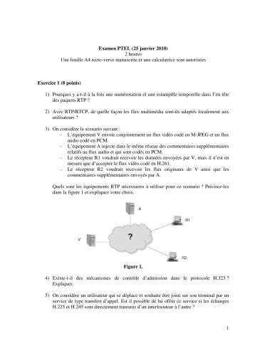 1 Examen PTEL (25 janvier 2010) 2 heures Une feuille A4 ... - Phare