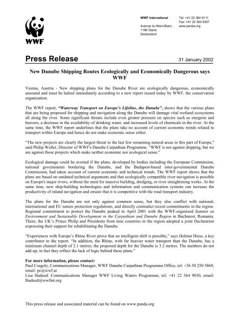 WWF Press Release - Zinke Environment Consulting