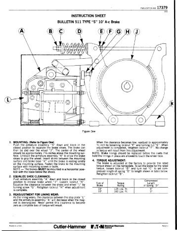 Eaton Cutler-Hammer 511 10" AC Brake Exploded View - Tri-State ...