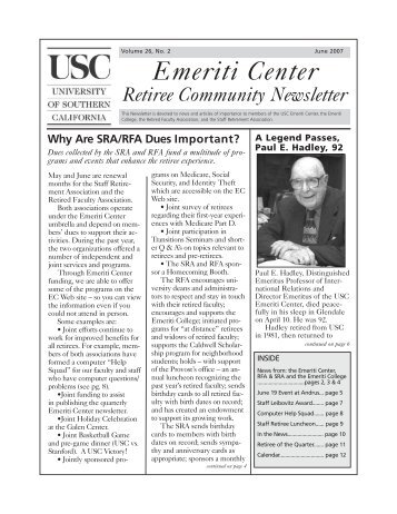 June 2007 - USC Emeriti Center - University of Southern California