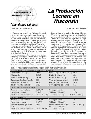 DU101: La ProducciÃƒÂ³n Lechera en Wisconsin - Babcock Institute