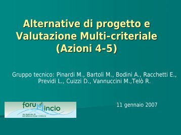 Valutazione delle alternative progettuali - Parco del Mincio