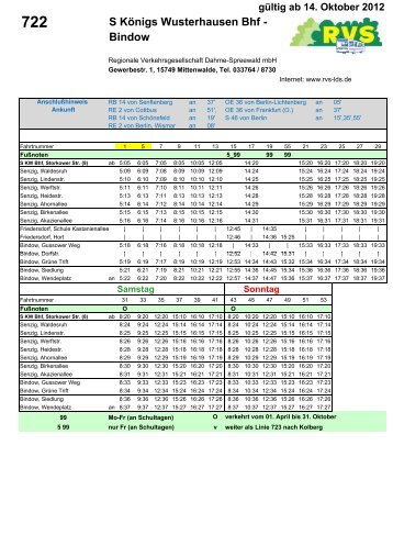 gültig ab 14. Oktober 2012 722 S Königs Wusterhausen Bhf