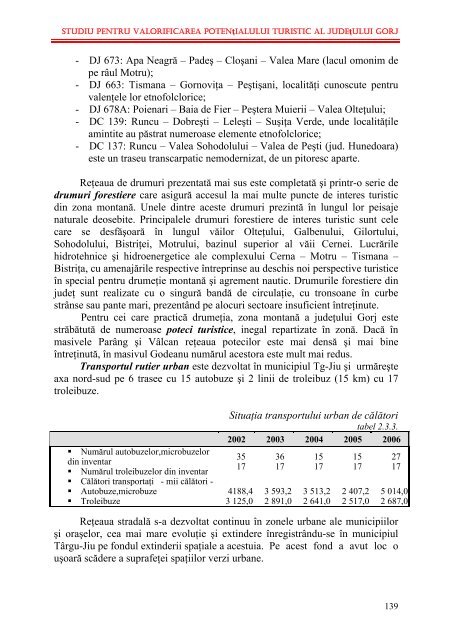 Studiul pentru valorificarea potenÈialului turistic al judeÈului Gorj