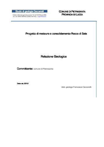 Relazione Geologica - Comune di Pietrasanta