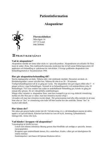 Patientinformation Akupunktur