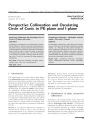 Perspective Collineation and Osculating Circle of Conic in PE-plane ...