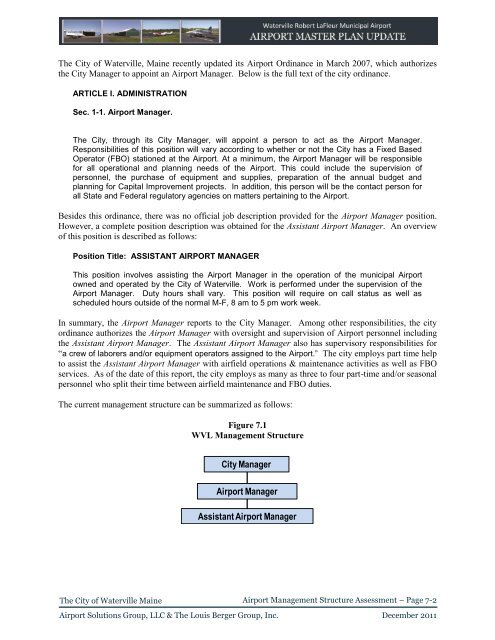 Airport Master Plan 2012 - City of Waterville