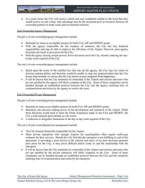 Airport Master Plan 2012 - City of Waterville