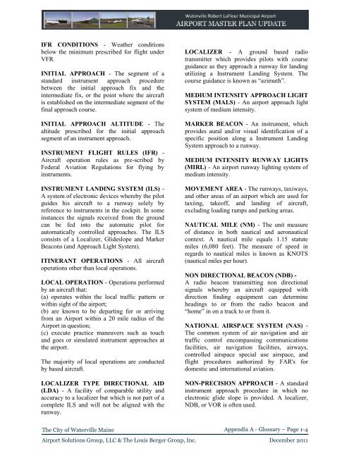 Airport Master Plan 2012 - City of Waterville