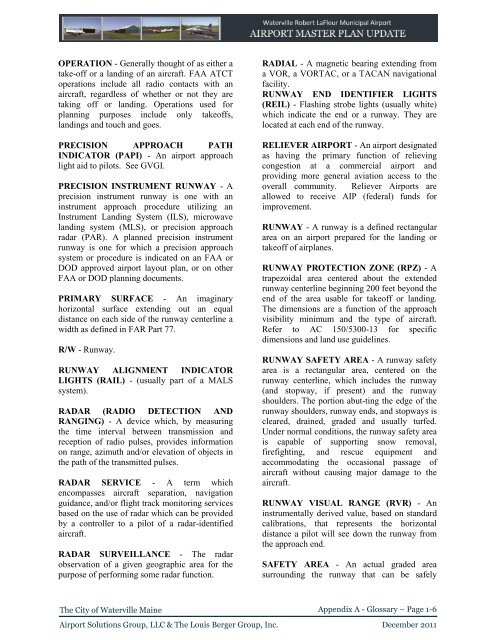 Airport Master Plan 2012 - City of Waterville