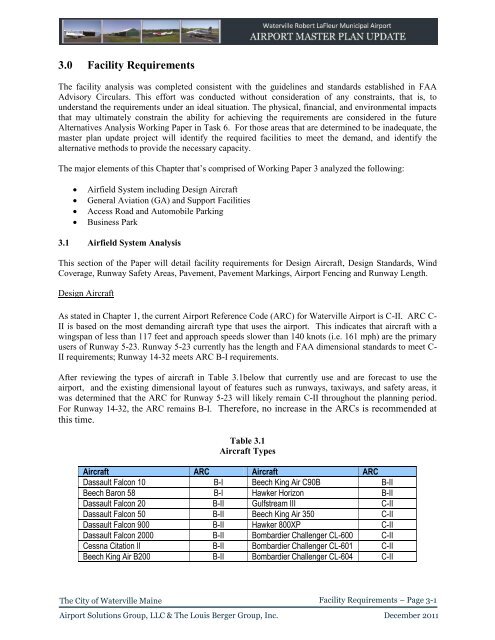 Airport Master Plan 2012 - City of Waterville