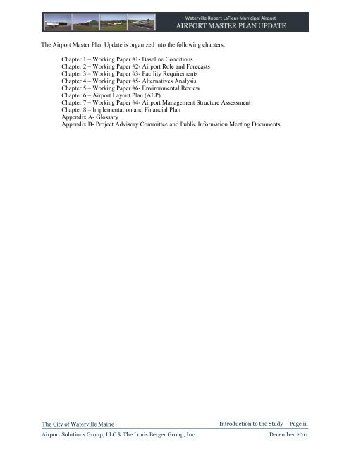 Airport Master Plan 2012 - City of Waterville