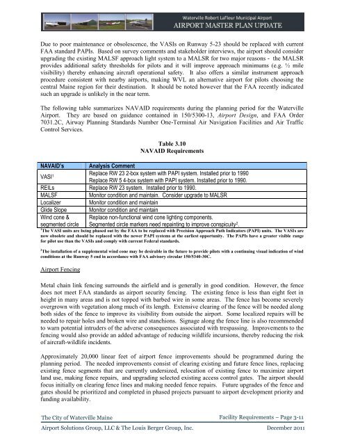 Airport Master Plan 2012 - City of Waterville