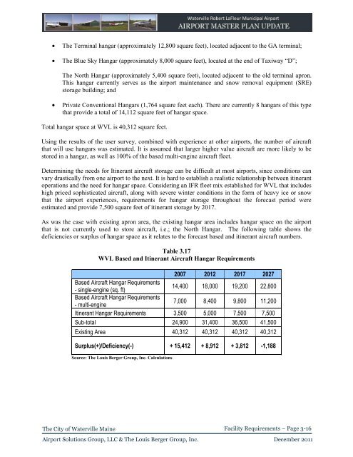 Airport Master Plan 2012 - City of Waterville