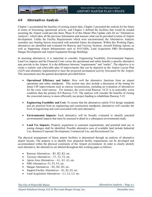 Airport Master Plan 2012 - City of Waterville