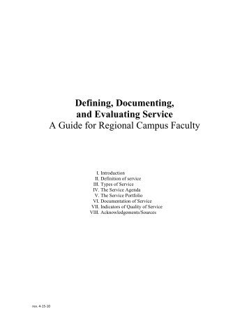 Defining, Documenting, and Evaluating Service A ... - Miami University