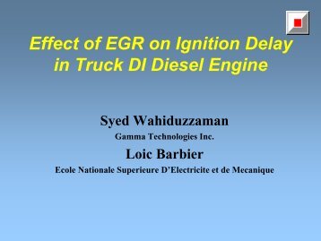 Effect of EGR on Ignition Delay in Truck DI Diesel Engine - Gamma ...