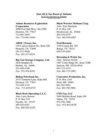 State Oil & Gas Board of Alabama Adams Resources Exploration ...