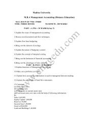 Management Accounting question paper for MBA