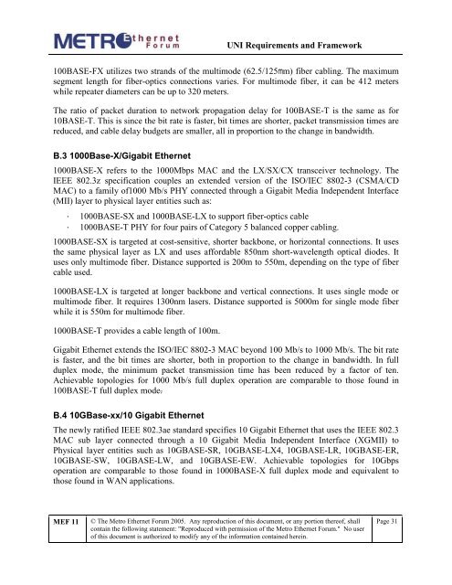 User Network Interface (UNI) Requirements and Framework - MEF