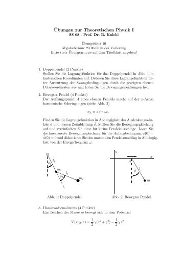 ¨Ubungen zur Theoretischen Physik I