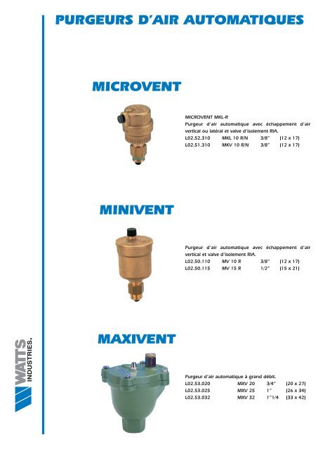 purgeurs d'air automatiques microvent - Point.P