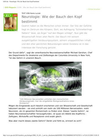 GEO.de - Neurologie: Wie der Bauch den Kopf bestimmt - ryke37