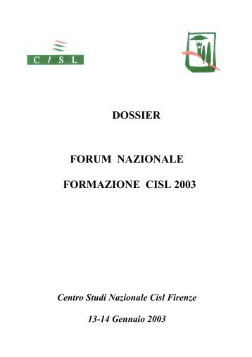 Forum Nazionale della Formazione 2003 - Centro Studi Cisl